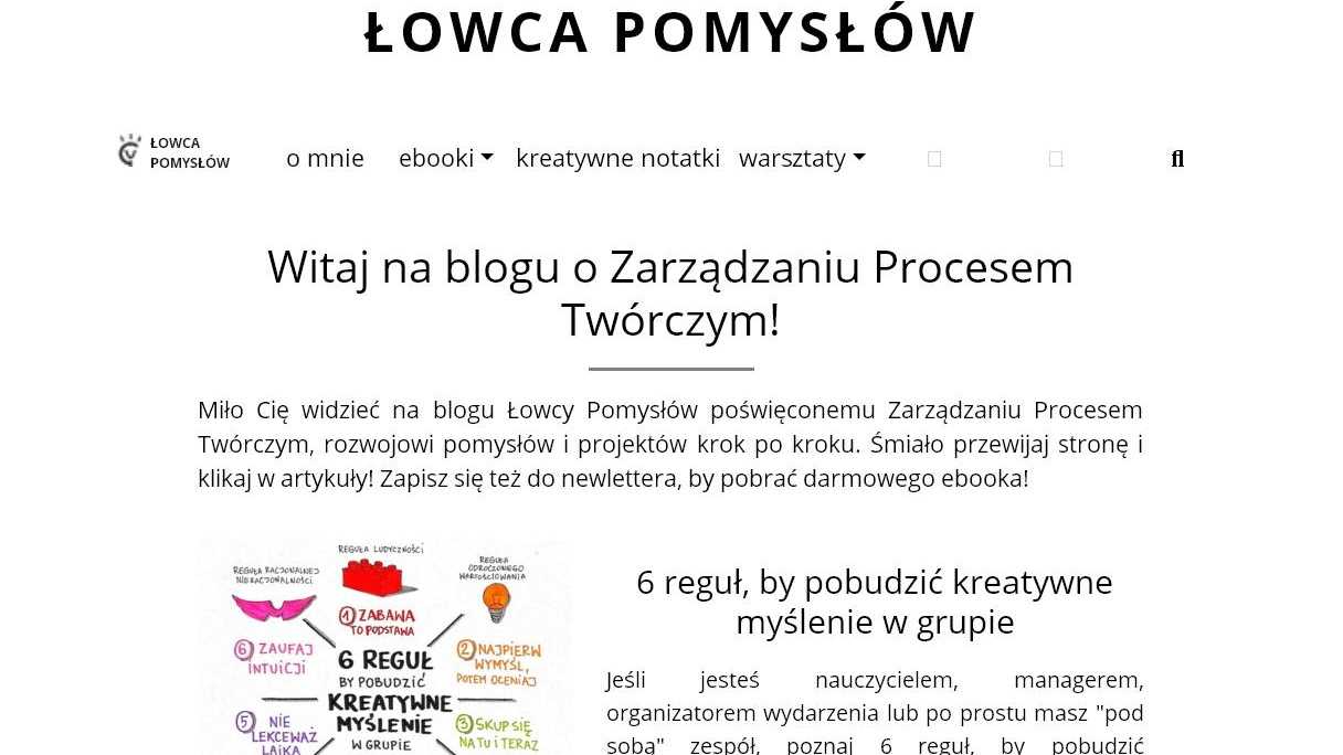 screen nieistniejącego już bloga "Łowca Pomsyłów"