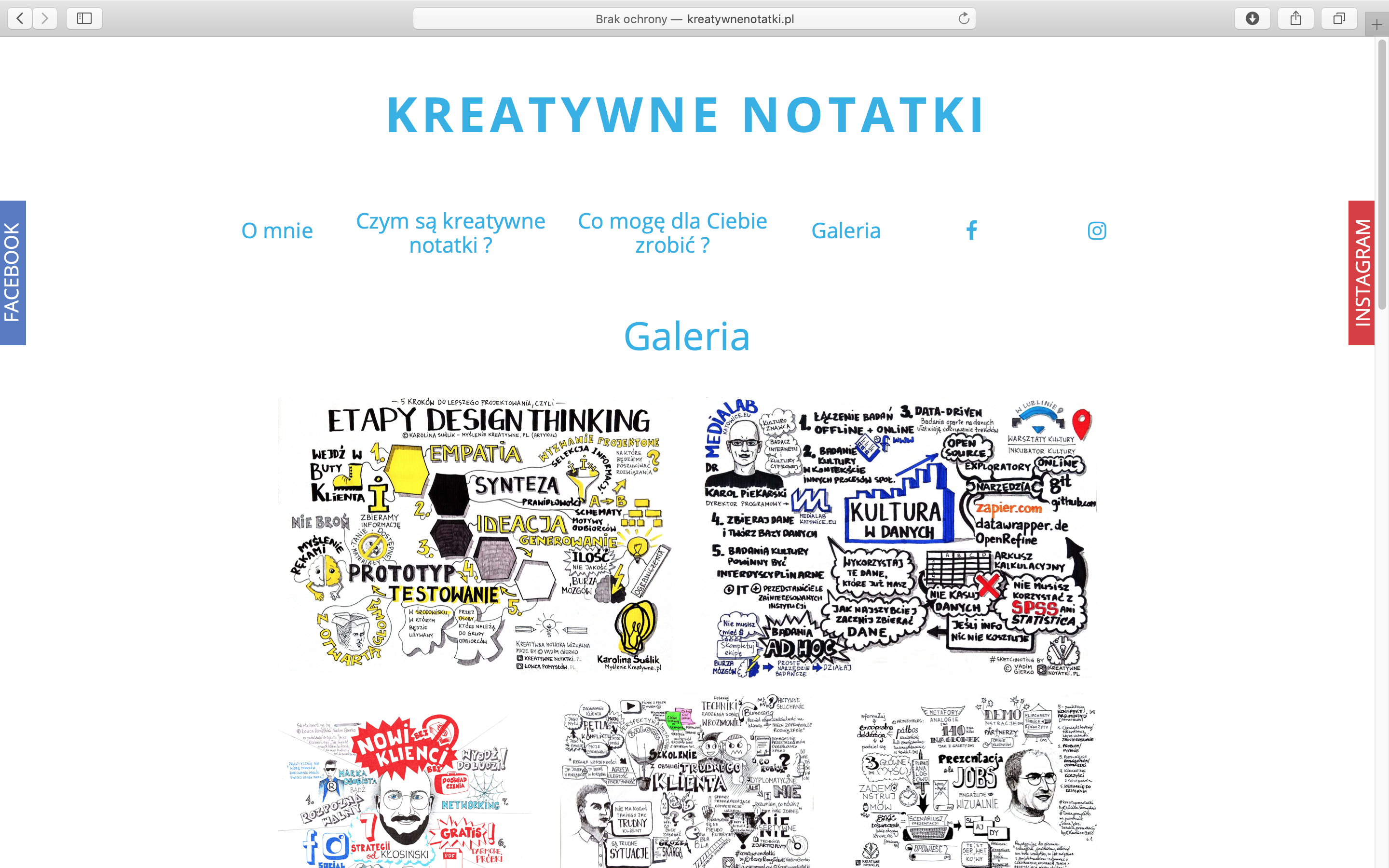 screen nieistniejącego już bloga "Kreatywne Notatki"